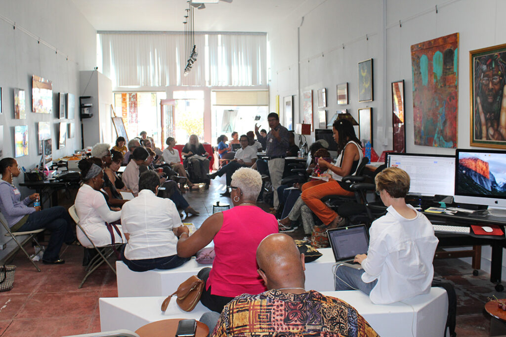 Community gathering of artists and arts supporters